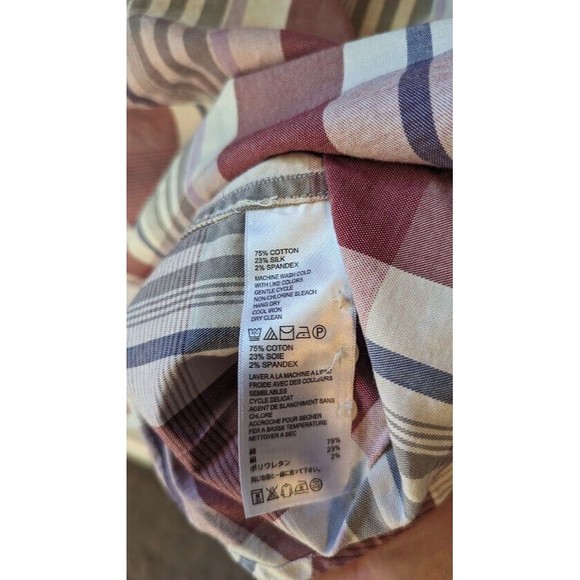 Tommy Bahama Shirt XLarge Red Blue White Long Sleeve Button Down Cotton Silk - Picture 7 of 7